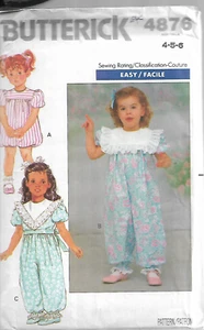 Butterick Easy Pattern #4876-Pantalones de fiesta para niños pequeños en tallas 4-5-6 - Imagen 1 de 1