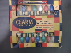 Vintage Charm Tree Lights 15 Outdoor Bulbs / Original Box - Christmas - Working! - Picture 1 of 9