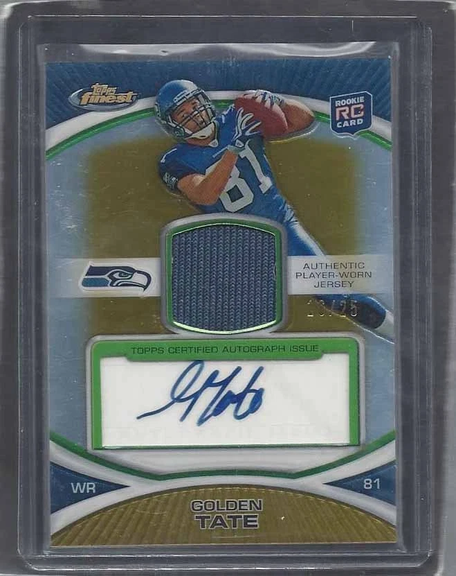 GOLDEN TATE 2010 TOPPS FINEST GOLD REFRACTOR RPA ROOKIE PATCH AUTO RC #D 16/25 - Image 1 of 1
