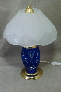LAMPE TISCHLAMPE STEHLAMPE BLAUES GLAS BLEIKRISTALL SCHLEUDERSTERN MESSING202200 - Bild 1 von 24