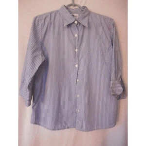 Blue / White Striped Size L button front top blouse Arizona Jean Company - Picture 1 of 5
