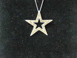 .925 Sterling Silver Star- Pave Crystal Pendant Necklace 18 Inch Chain - Picture 1 of 4