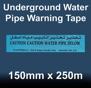 Cinta de advertencia de tubería de agua subterránea azul inglés/árabe - Imagen 1 de 1