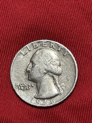 1966 Washington Quarter DDO ERROR, No Mint Mark Error, Filled Letter - Image 1 of 4