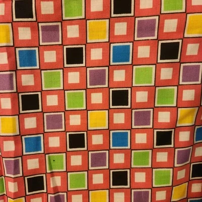 Crazy Bright Colors Pink Black Squares Check Retro-look fabric Cotton MCM BTY - Image 1 of 4
