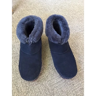 L.L. Zapatillas al tobillo forradas Sherpa de cuero azul frijol 8,5  Foto 1 de 4