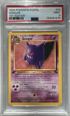 Gengar #20 1st Edition Non Holo Fossil Set PSA 9 Mint VINTAGE WOTC Pokemon 1999 - Image 1 of 3