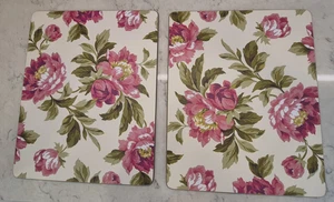 Pottery Barn Placemats Cork Back Spring Floral Peonies Pink Mauve Set - 2 Taiwan - Picture 1 of 12
