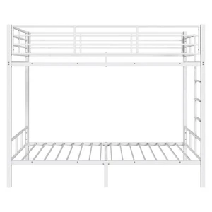 Bunk Bed Twin Over Twin Metal Bunk Bed with Built-in Ladder & Safety Guardrail - Picture 1 of 17