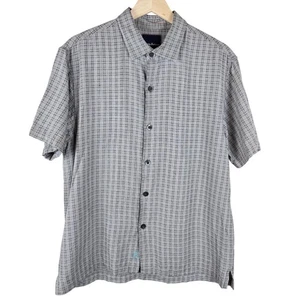 Tommy Bahama Shirt Mens Medium Textured Silk Short Sleeve Button Up Plaid Preppy - Picture 1 of 11