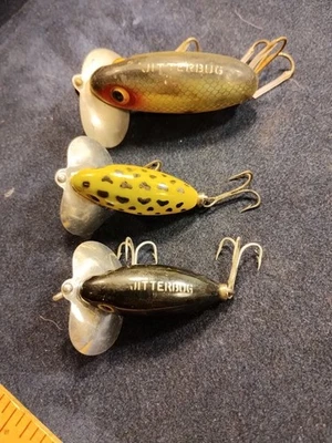 Lot of 3 Arbogast Jitterbug Top Water Fishing Lures Mixed Lot - Image 1 of 4