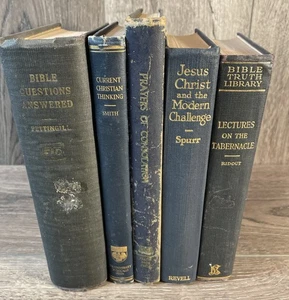 Lot of 5 Pastors Library Theology Books Christian  Vintage  Decorative Staging - Picture 1 of 14