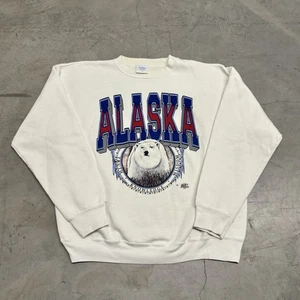 Vintage 90s Alaska Polar Bear Crewneck Sweatshirt Mens Size Large Nature - Picture 1 of 8