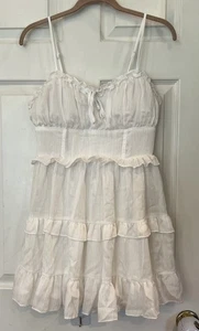 Wild Fable Tiered Babydoll Dress Milkmaid Fairy Cottage Coquette White Sz M FLAW - Picture 1 of 17