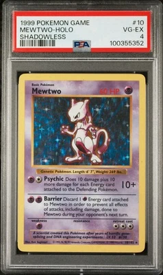 Pokemon Mewtwo #10 Shadowless Base Set Holo PSA 4 VG-EX 1999 WOTC ERA BASE UNL - Image 1 of 2