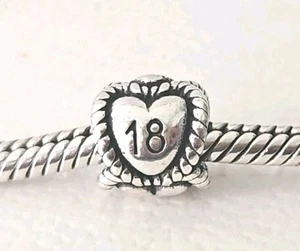 Genuine Pandora Bracelet Charm - Silver Age 18 18th Birthday Hearts S925 ALE - Picture 1 of 5