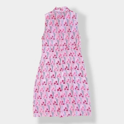 French Connection Pink 100% Silk Sleeveless Mock Neck Floral Dress Size 8 - image 1 of 4