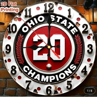 Ohio State Buckeye's National Championship Silent Wall Clock - Image 1 of 4