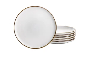Elama Arthur 6 Piece Stoneware Salad Plate Set in Matte White 8 Inches - Picture 1 of 2