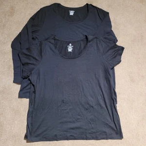 Lands End Womens Long And Short Sleeve T Shirt 2X 2XL Black Ladies VGC Bundel - Picture 1 of 24