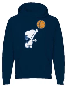 Neu Snoopy Playing Basketball Hoodie Peanuts. Gr. Medium & Blau. Fronttasche - Bild 1 von 2