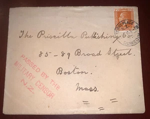 NEUSEELAND WWI ZENSIERT NACH USA Priscilla Verlag - Bild 1 von 2
