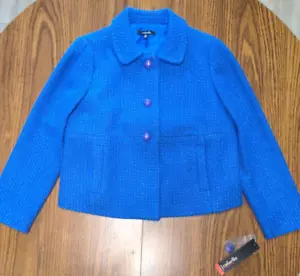 Chaqueta Blazer Rafaella Para Mujer Pequeña Talla 14P Azul Lana/Poliéster/Acrílico/Rayón - Imagen 1 de 14