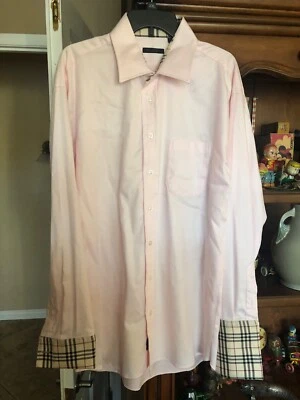 NWOT'S Burberry London PINK Dress Shirt  Nova Check French Cuff Contrast 18 L ** - Image 1 of 4