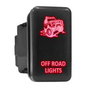 OFF ROAD LIGHTS - Red Backlit Push In Switch 1.54"x 0.83" (Fit: Toyota) - Picture 1 of 6