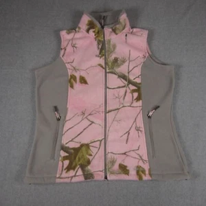 Cabelas Vest Womens XL Pink Camouflage Fleece Full Zip Real Tree Zip Pockets - Picture 1 of 13