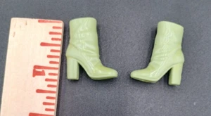 Vtg Barbie Doll Green Rainboot Heels Shoes Fashion Accessory Boots - Picture 1 of 8