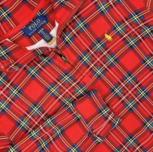 Polo Ralph Lauren Sweater Boys XL 18-20 Red Tartan Plaid Quarter Zip Preppy - Picture 1 of 9