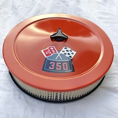 LIMPIADOR DE AIRE Chevrolet 350 Banderas 14" REDONDO 4 BBL BLANCO Filtro Naranja Superior NUEVO Foto 1 de 4