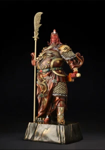 39cm,China Folk Brass red Copper Guan Gong Guan Yu Warrior God Knife Statue 關羽关帝 - Picture 1 of 4