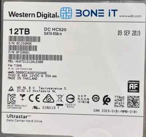 12TB Hitachi Enterprise HDD 6Gb/s SATA HC520 0F29601 / HUH721212ALE600 - Photo 1/1
