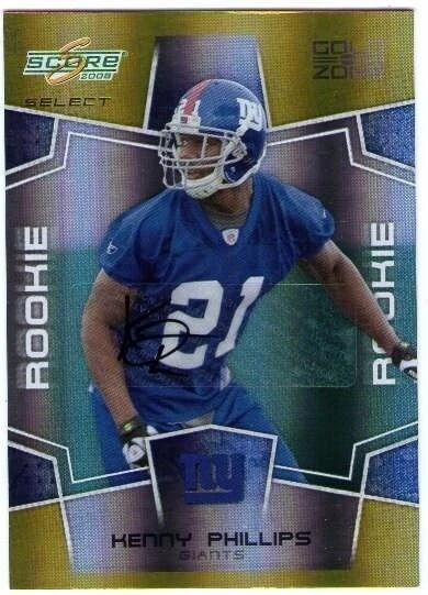 Tarjeta automática de 19/40 de Kenny Phillips 2008 Score Select autógrafos Gold Zone Rookie Foto 1 de 2