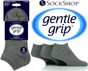 6 Paar sanfte griffige nicht elastische Diabetiker-Trainersocken für Herren grau - Bild 1 von 1