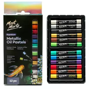 New Mont Marte 12pc Metallic Oil Pastels Signature 12pc Arts Craft Clay Tool - Picture 1 of 4