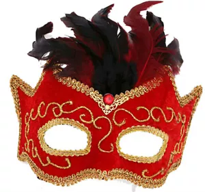 Forum Karneval rot venezianisches Kostüm Maskerade Halbmaske mit Federn 57194 - Bild 1 von 1
