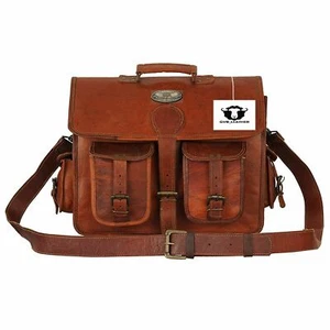 Leather Briefcase Business New Laptop Attache Messenger Portfolio Bag S-XXL Men - Picture 1 of 5