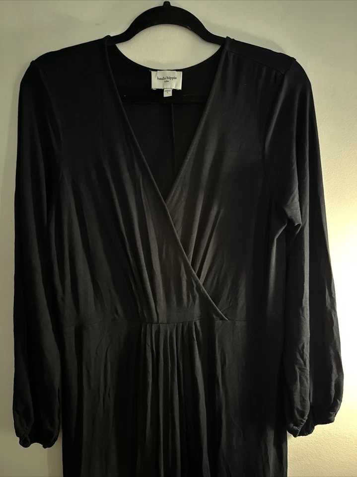 Maxi Vestido Haute Hippie Tribe Negro Maya Manga Larga Frontal Abertura Talla L Nuevo sin Etiquetas Foto 1 de 4