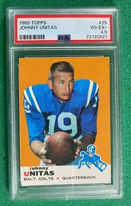 1969 TOPPS # 25 JOHNNY UNITAS PSA 4.5 VG/EX+ Colts HOF - Imagen 1 de 2