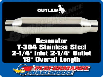 Outlaw Resonator T304 Polished Stainless Steel 2-1/4" In/Out 3-1/2" X 18" Length - Image 1 of 2
