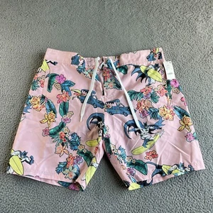 NEW DC Comics Batman Swim Trunks Mens Extra Large Pink Floral Board Shorts Aloha - Picture 1 of 10