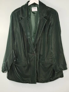 Old Navy Velvet Blazer Jacket Womens Size 2x Emerald Green Holiday Party Goth - Picture 1 of 8