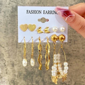 60 pairs wholesale Earrings Pearl Gold Tone Ear Studs Dangle Elegant Women - Picture 1 of 9