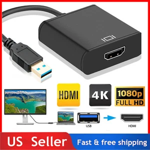 HD 1080P USB 3.0 to HDMI Video Cable Adapter Male to Female For PC Laptop LCD TV - Picture 1 of 11