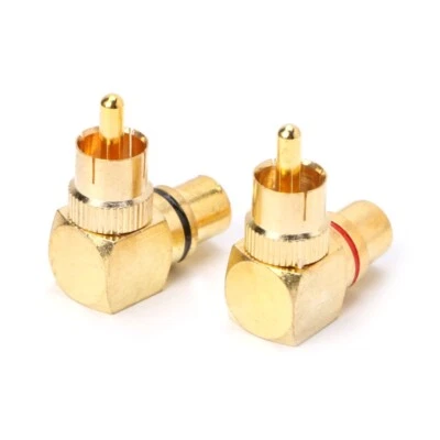 1× Angle 90° RCA Connector Plug Adapter Male to Female M/F Jack Socket Audio - Image 1 of 4