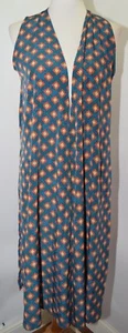 Usado en Excelente Condición LuLaRoe Verde Azulado Naranja Diamante Sedoso Kimono Sin Mangas Para Mujer S - Imagen 1 de 9
