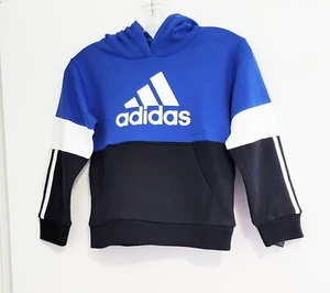 Adidas Little Boys Color Block Logo Hoodie Bright Blue Sz 6 - NWT - Picture 1 of 1